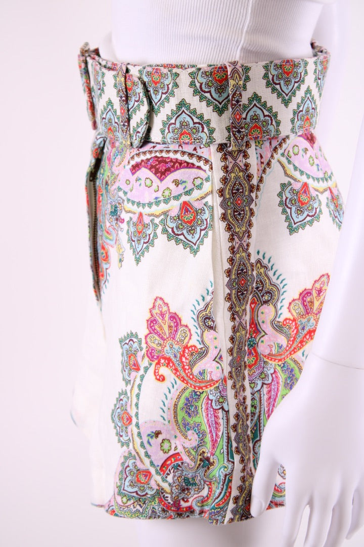 Zimmermann Paisley Print Shorts White/ Green S