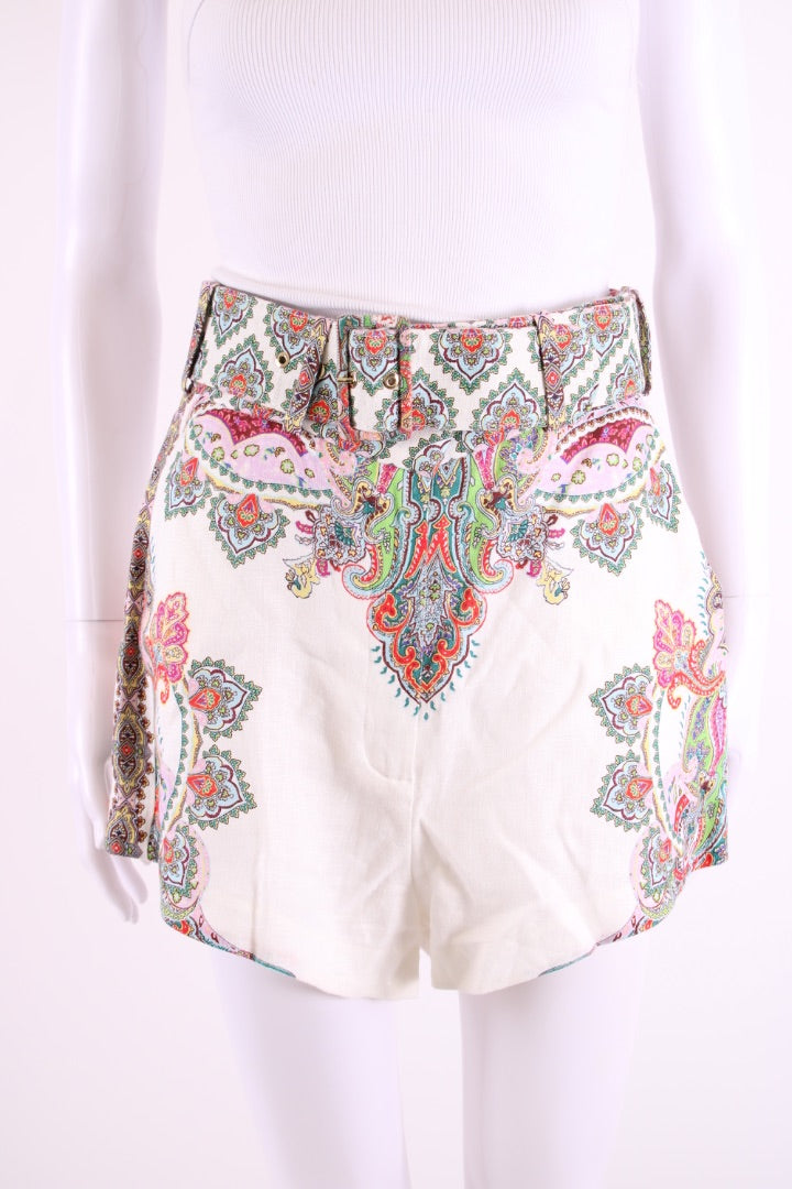 Zimmermann Paisley Print Shorts White/ Green S