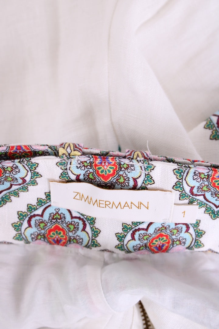 Zimmermann Paisley Print Shorts White/ Green S