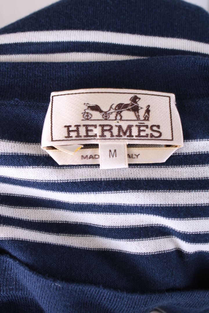 Hermes S/S Stripe T-Shirt Navy/ White M