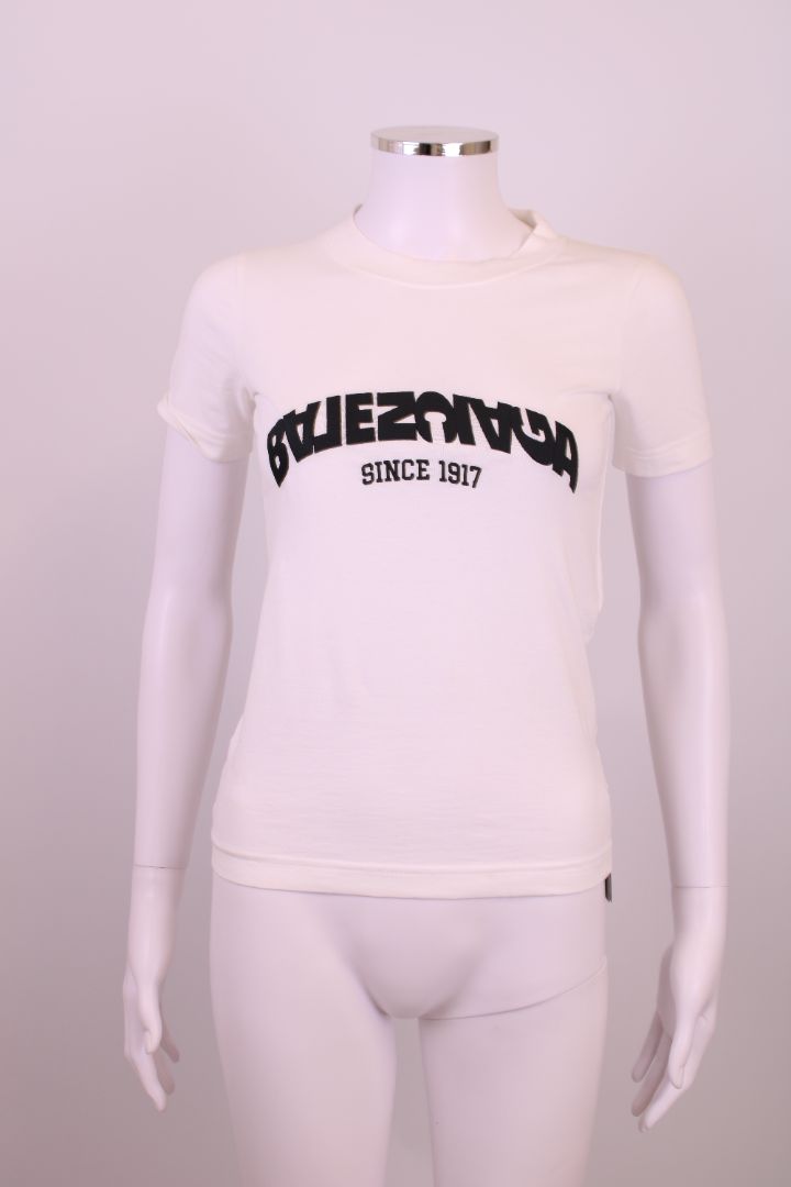 Balenciaga Logo-embroidered crewneck stretch cotton t-shirt White M