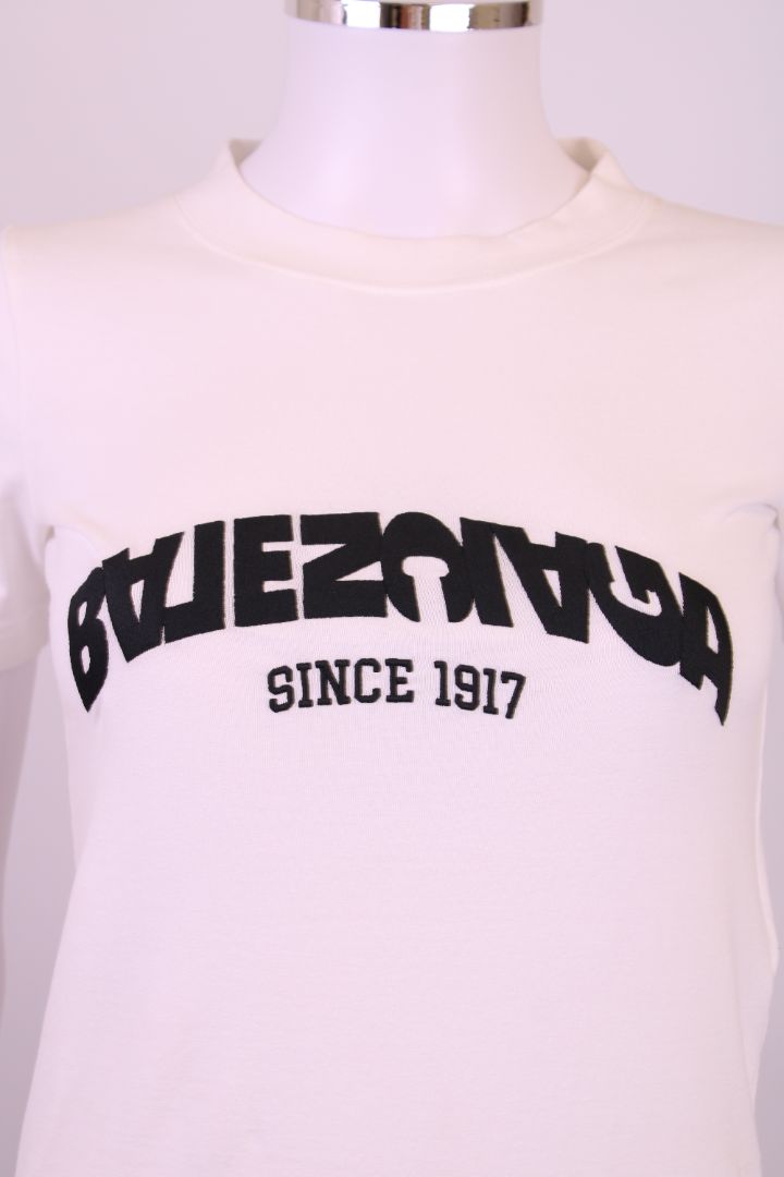 Balenciaga Logo-embroidered crewneck stretch cotton t-shirt White M