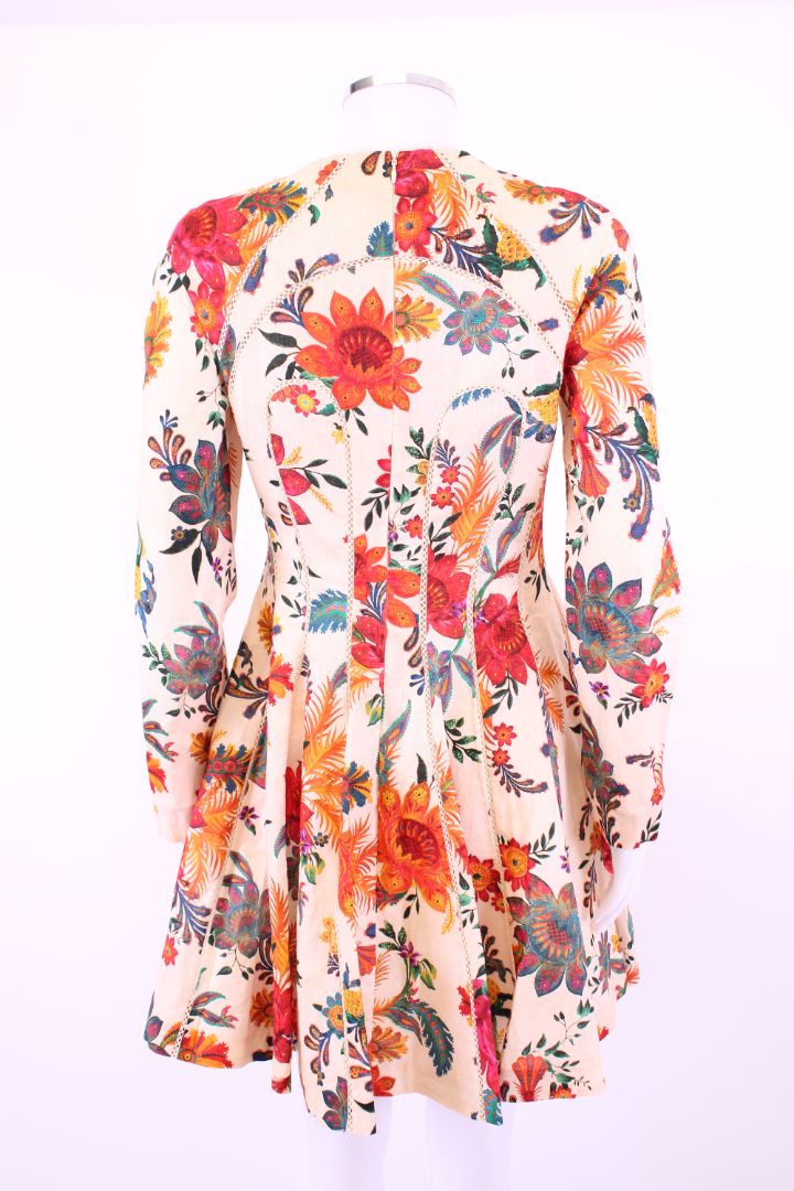 Zimmermann L/S Floral Dress Cream/ Orange S