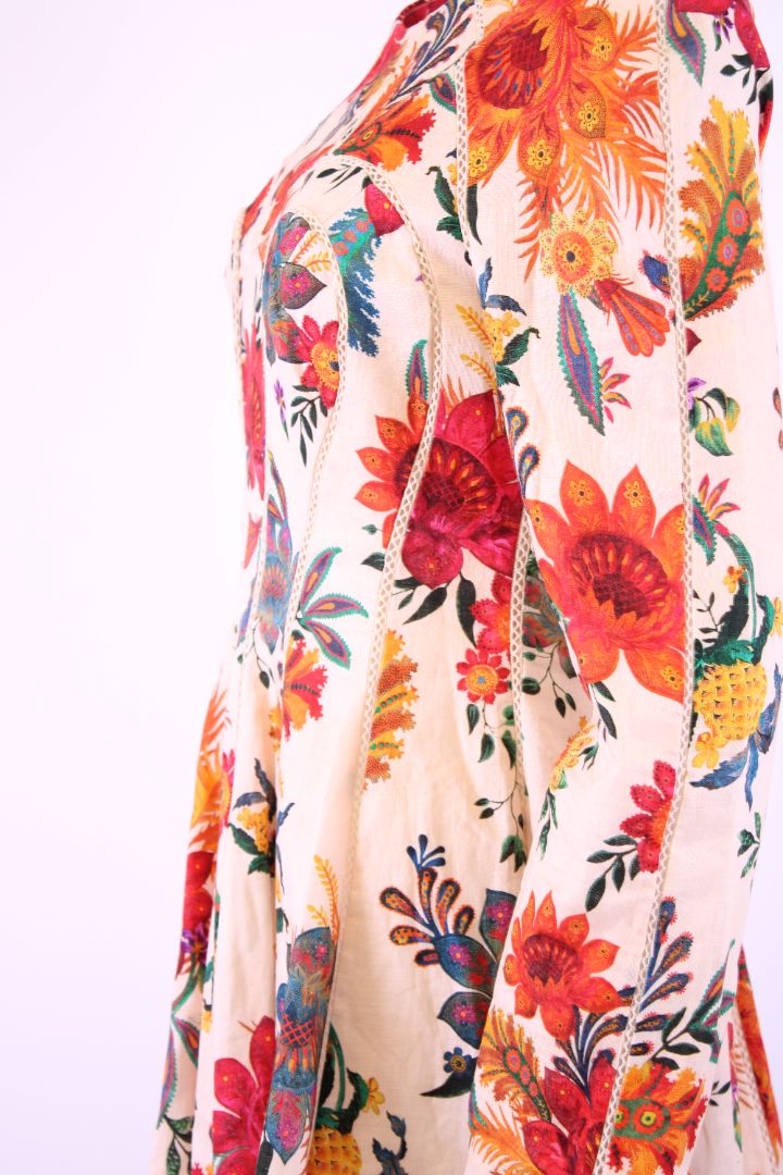 Zimmermann L/S Floral Dress Cream/ Orange S