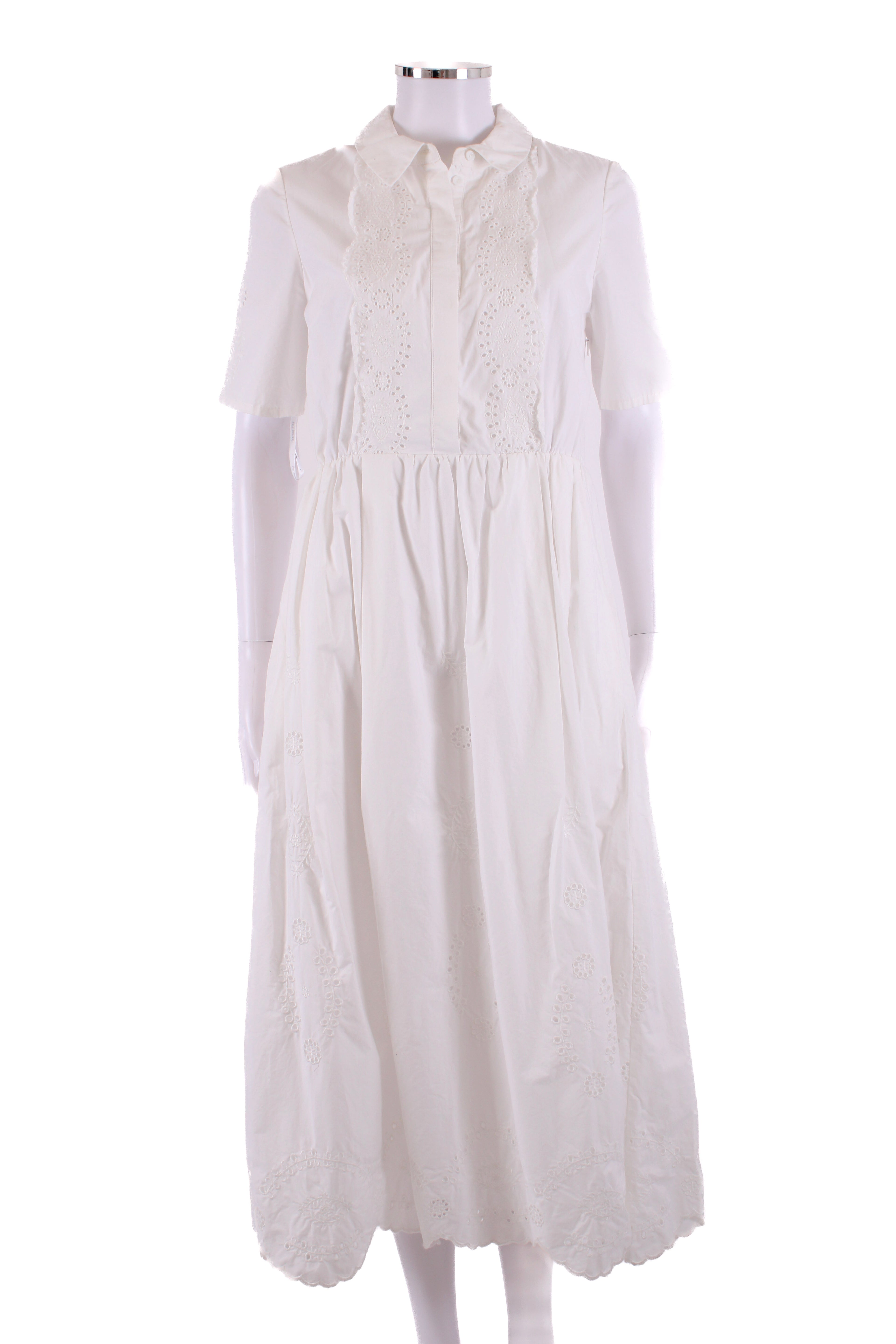 Self Portrait S/S Broderie Anglaise Trim Dress White 10