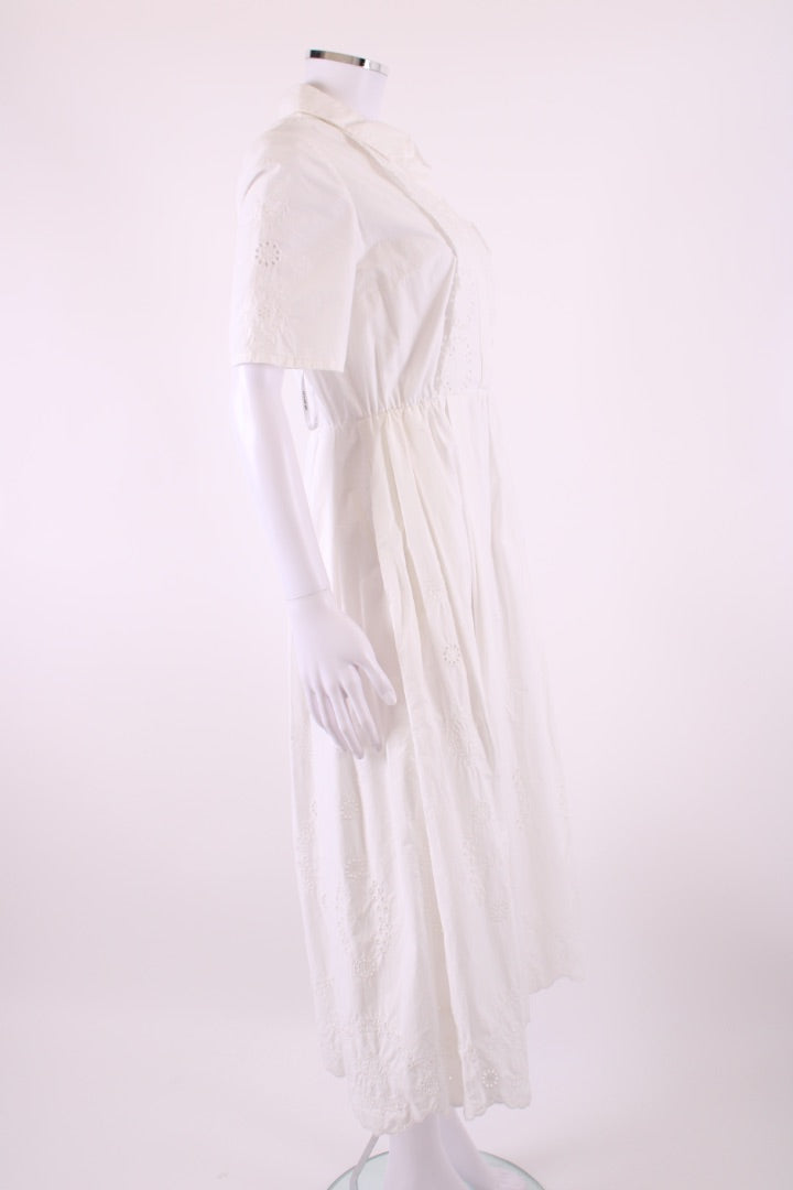 Self Portrait S/S Broderie Anglaise Trim Dress White 10