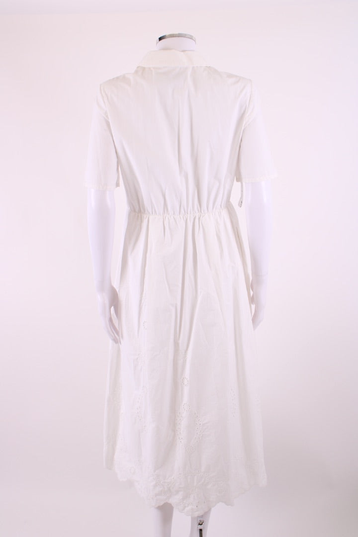 Self Portrait S/S Broderie Anglaise Trim Dress White 10