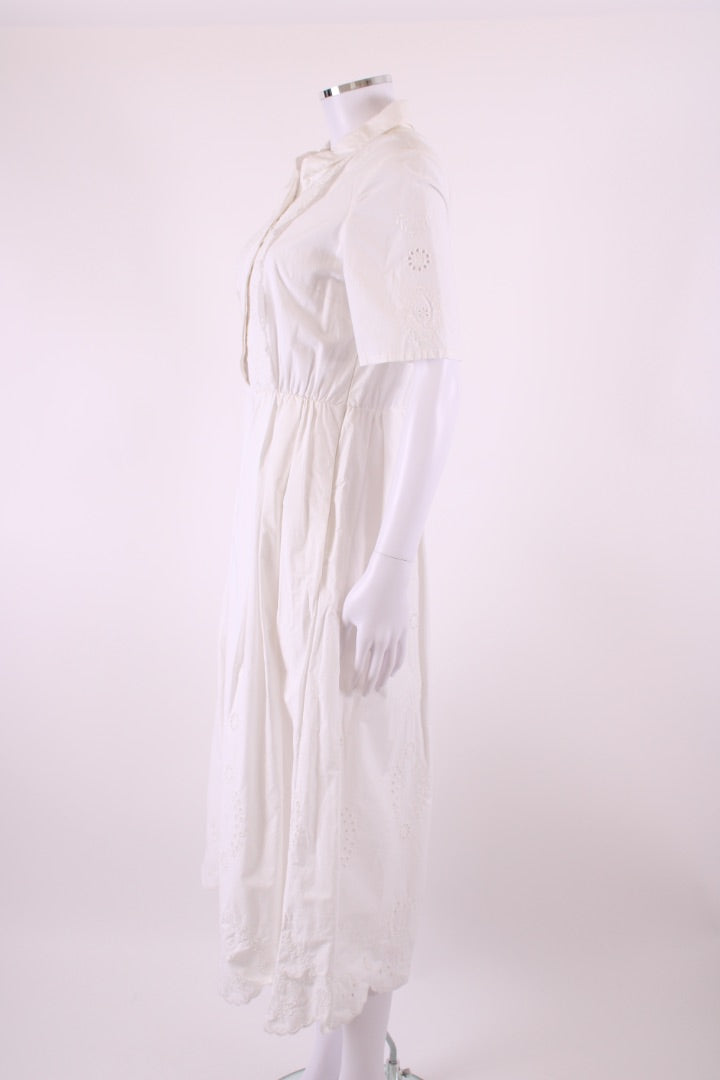 Self Portrait S/S Broderie Anglaise Trim Dress White 10