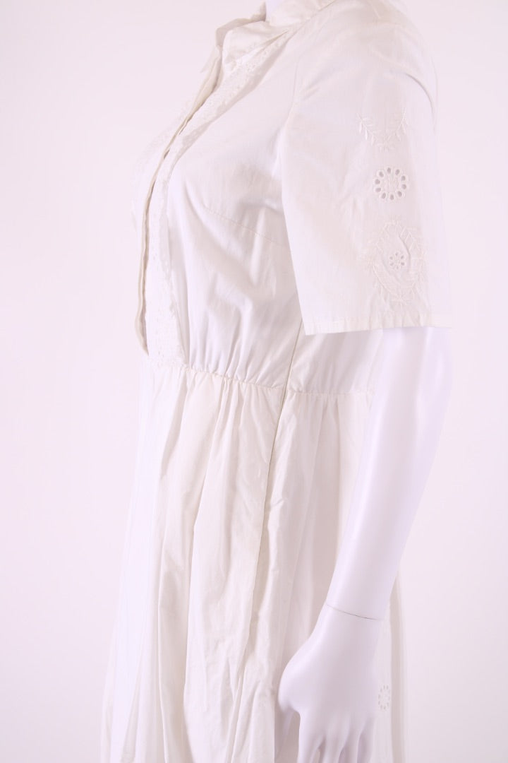 Self Portrait S/S Broderie Anglaise Trim Dress White 10