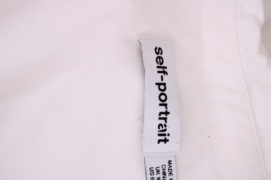 Self Portrait S/S Broderie Anglaise Trim Dress White 10