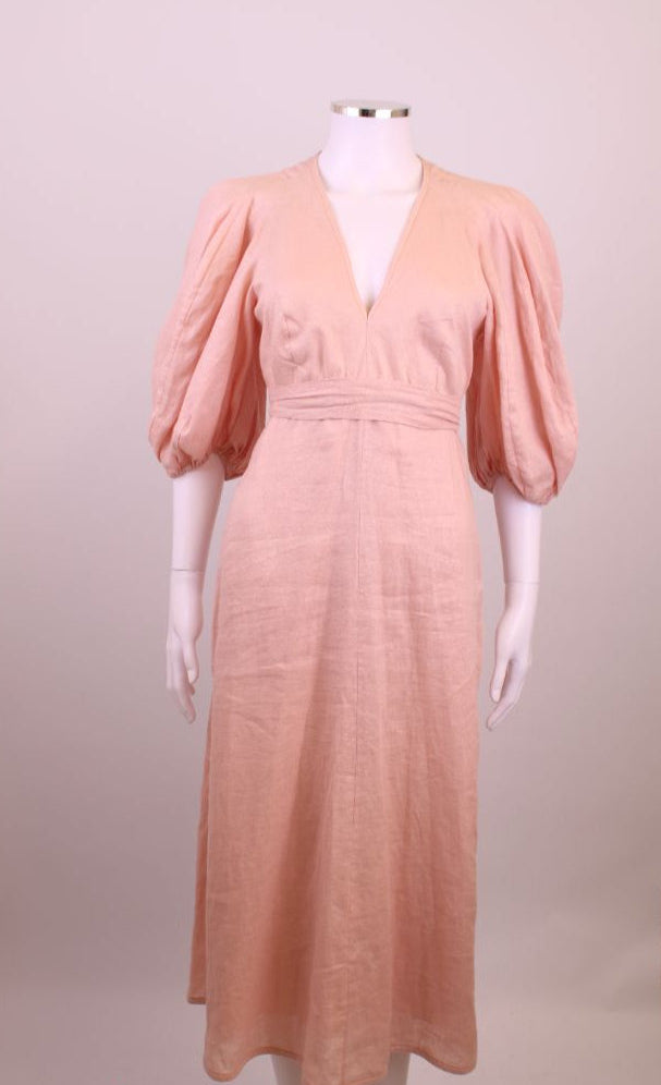 Zimmermann Linen Midi Dress Pink 2