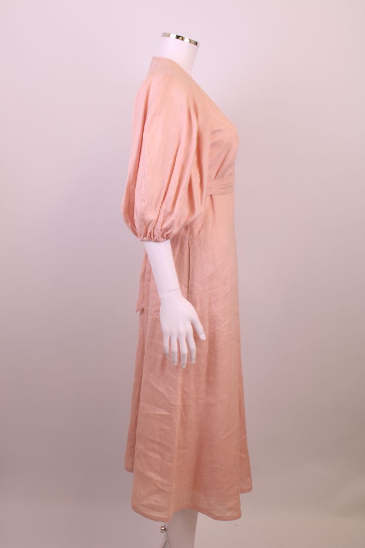 Zimmermann Linen Midi Dress Pink 2