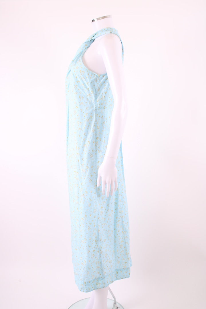 Ganni S/S Floral Twist Halter Dress Blue/ Yellow 10