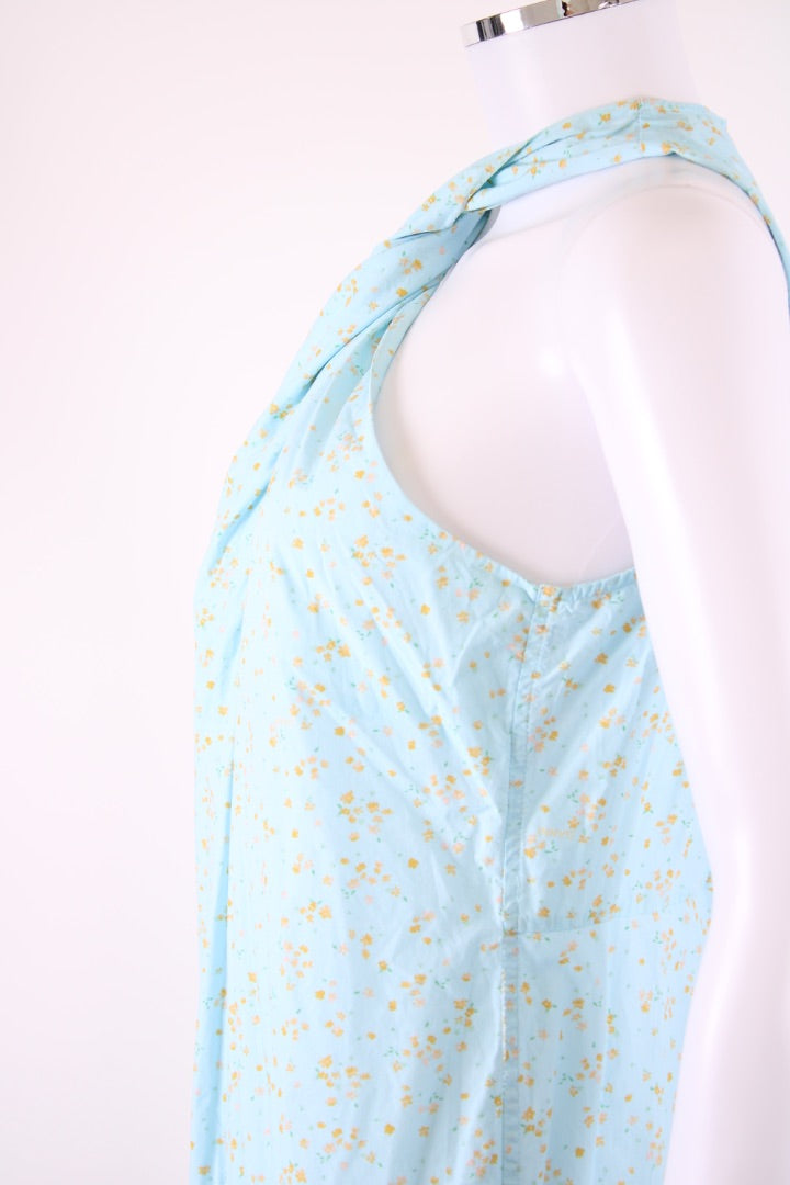 Ganni S/S Floral Twist Halter Dress Blue/ Yellow 10