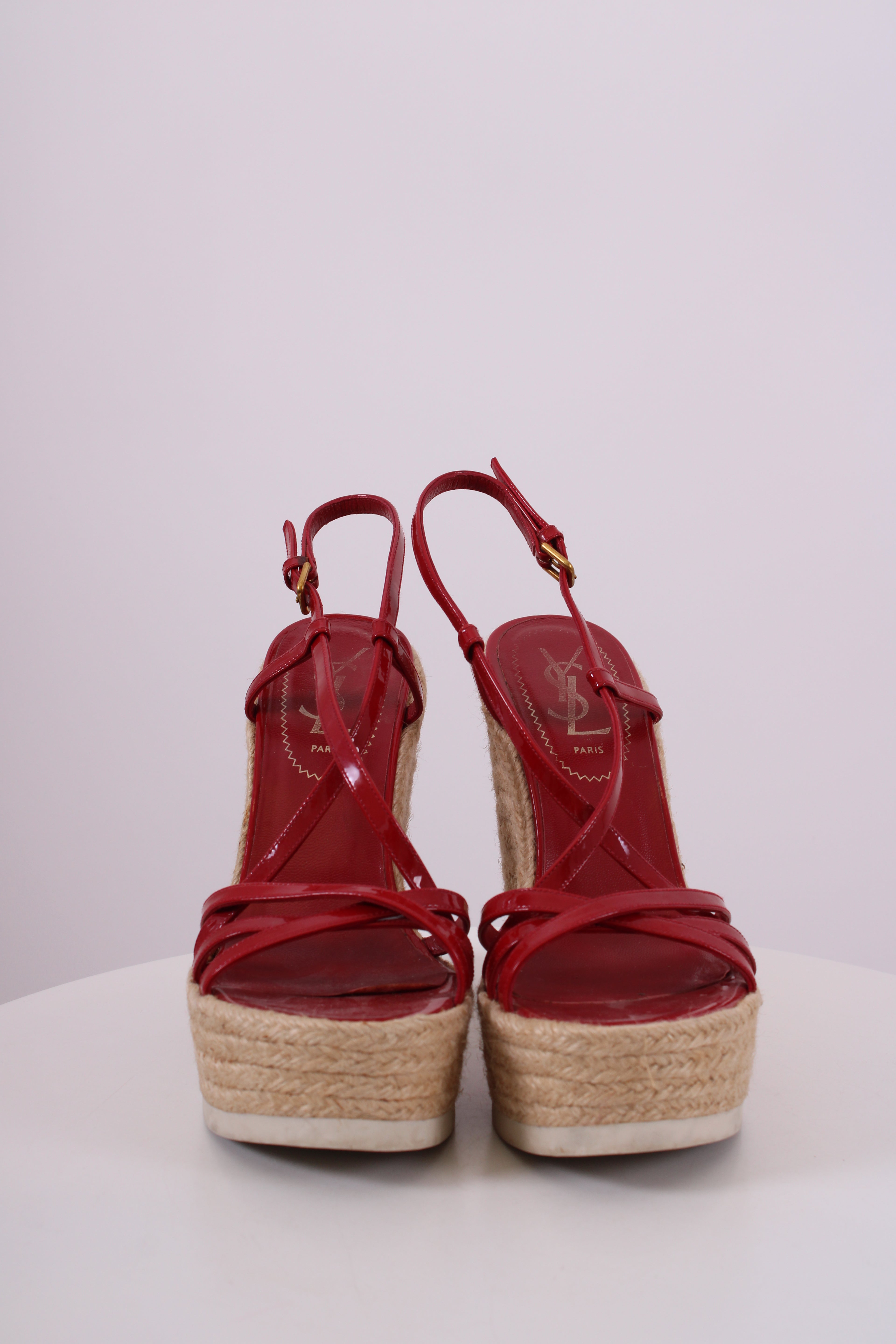 YSL red  strappy wedges red 36