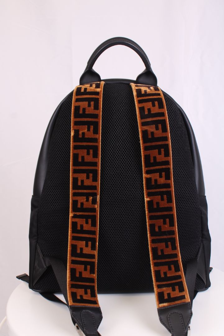 Fendi Selleria Tapestry FF Strap Backpack Black