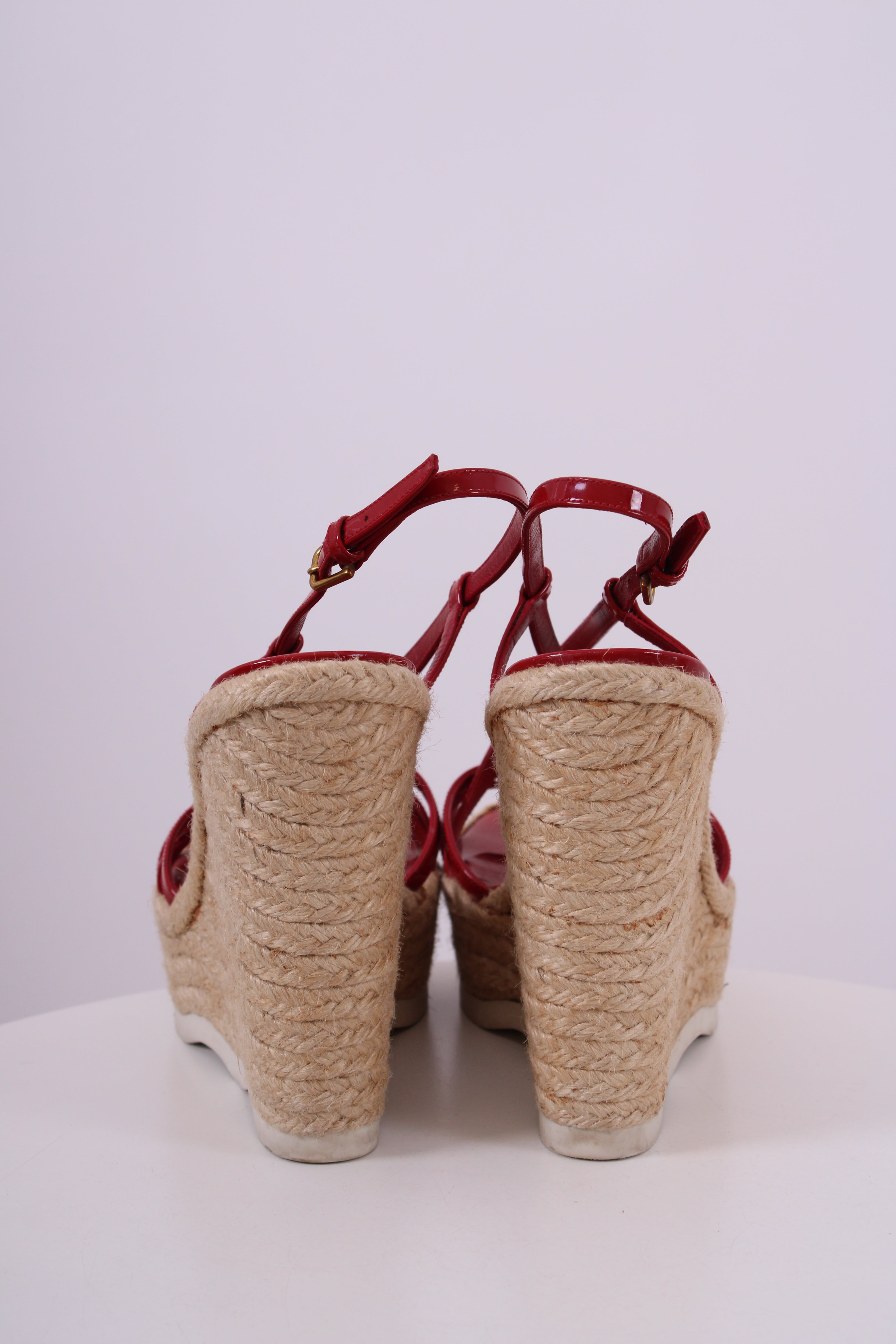 YSL red  strappy wedges red 36
