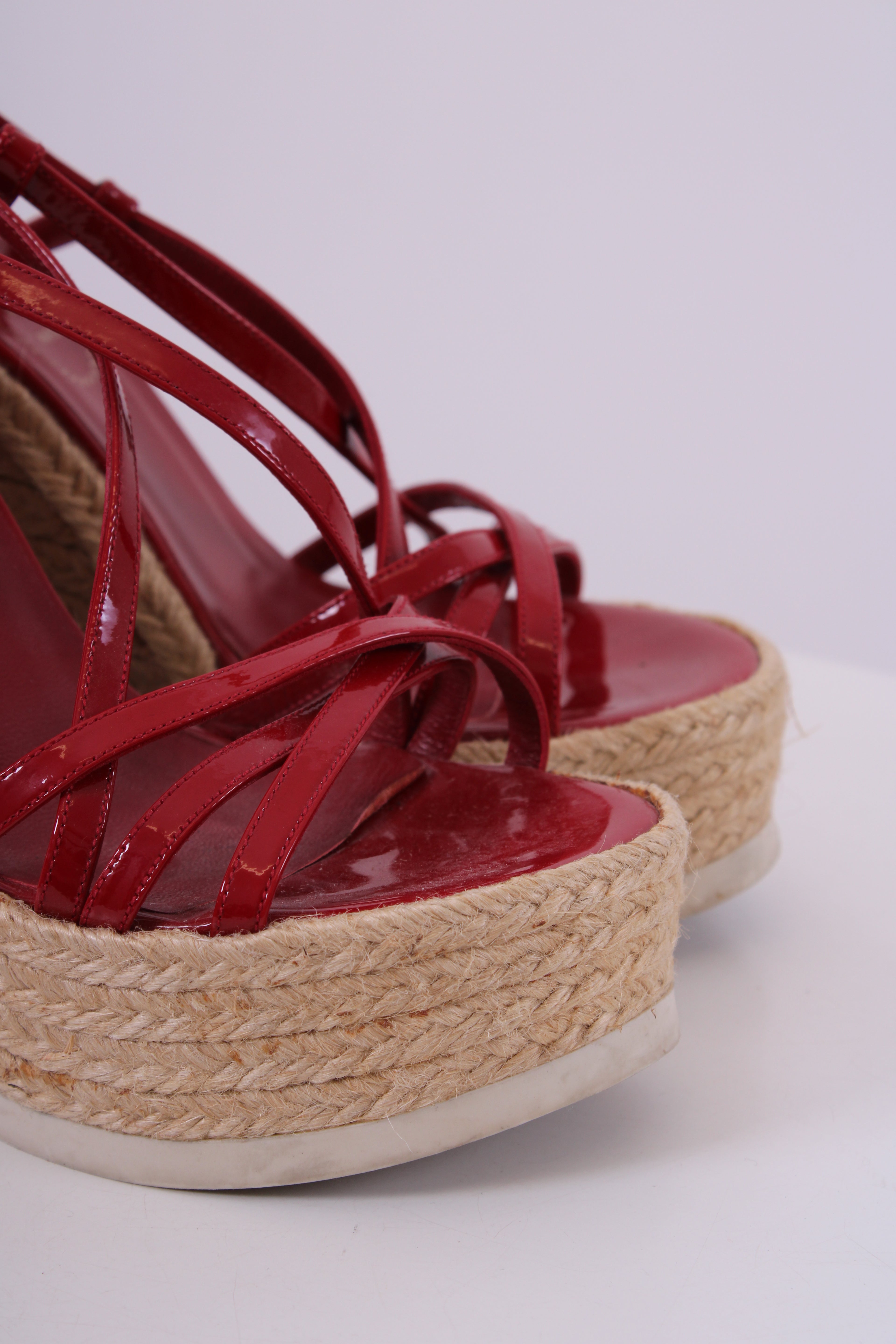 YSL red  strappy wedges red 36