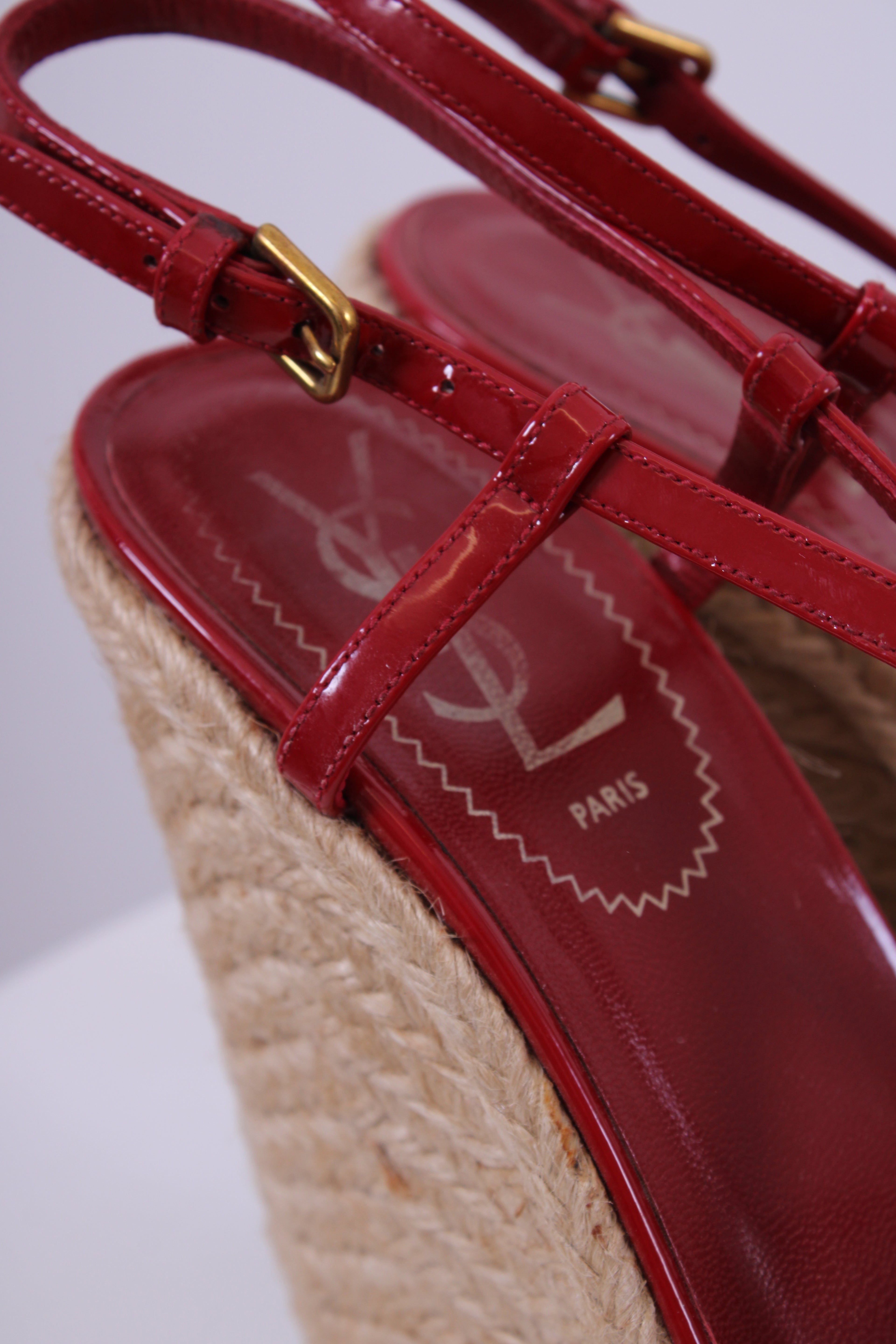 YSL red  strappy wedges red 36
