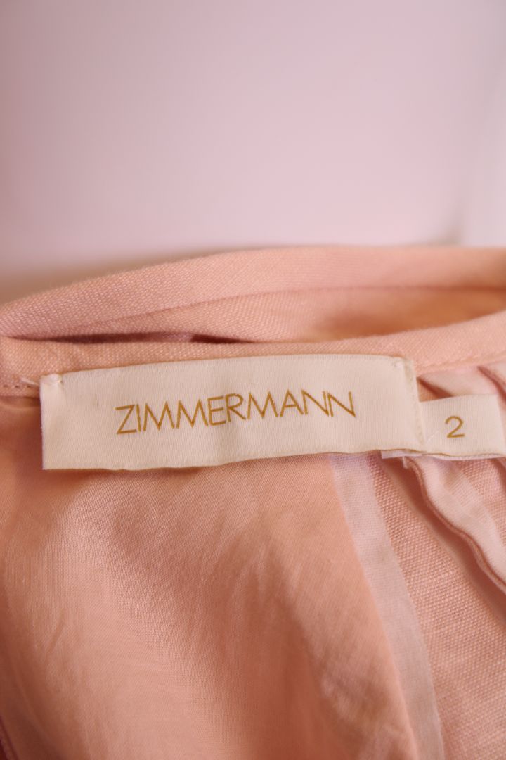 Zimmermann Linen Midi Dress Pink 2