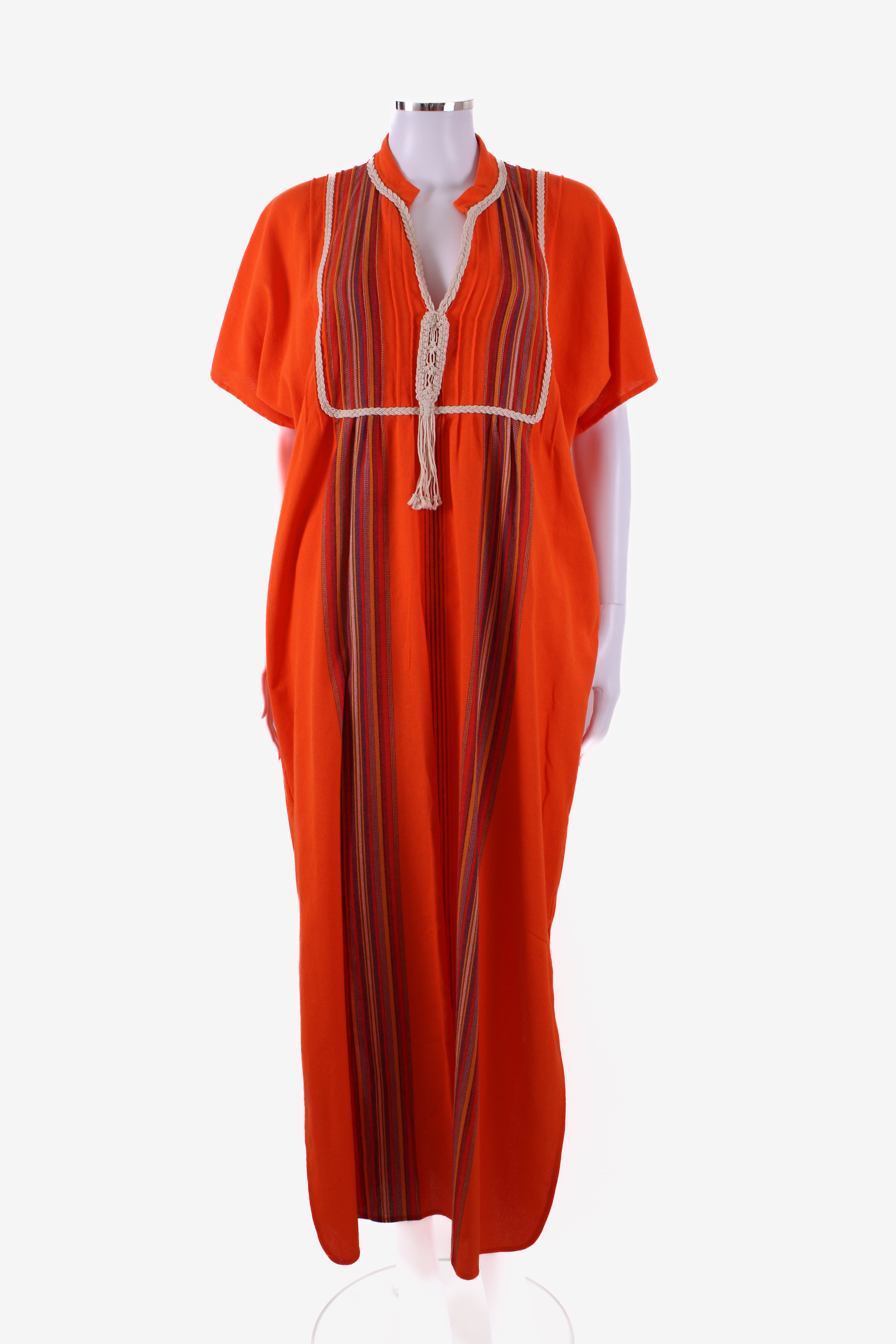 Tory Burch S/S Stripe/ Rope Detail Kaftan Orange XL