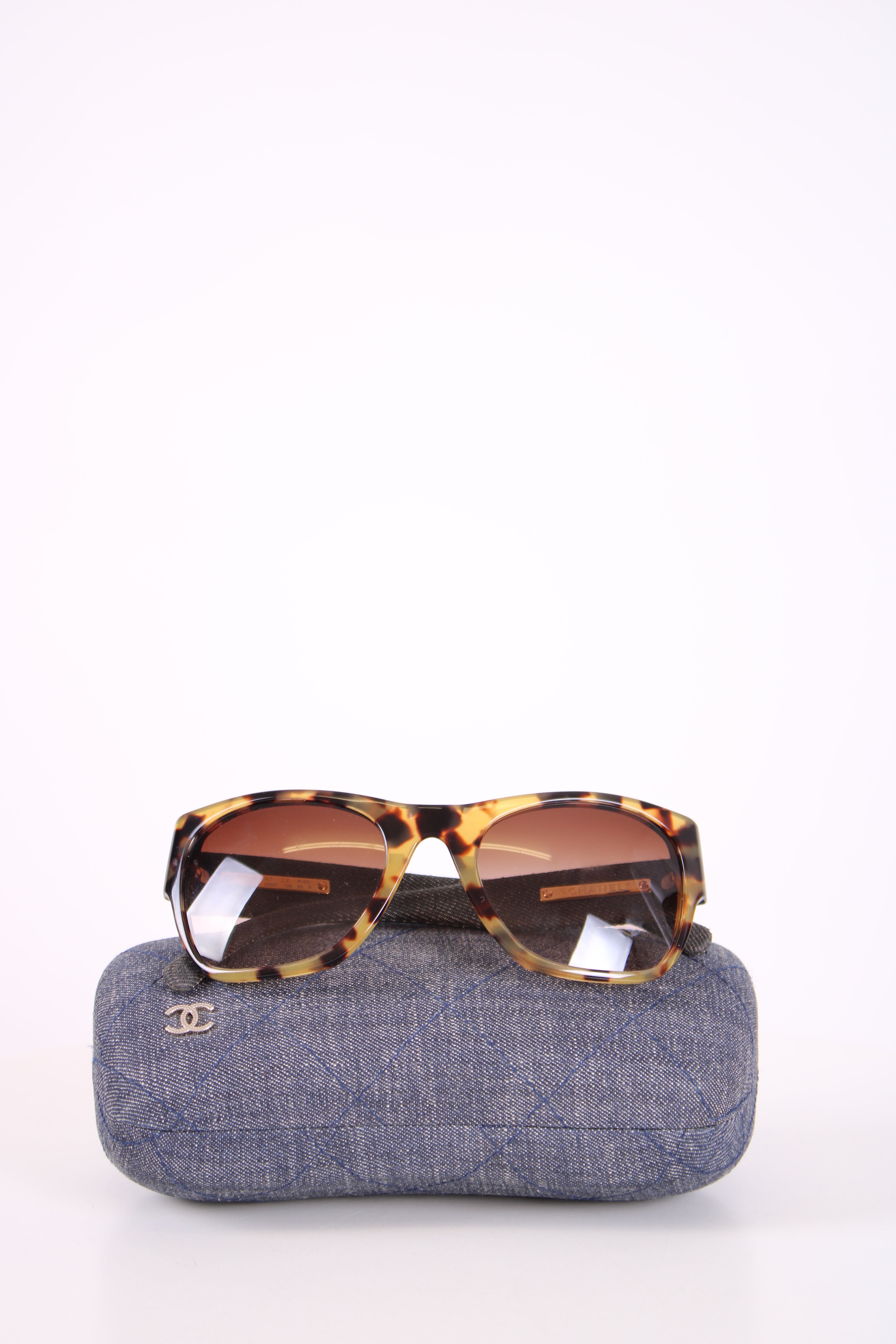 Chanel Denim Arm Sunglasses Tortoiseshell