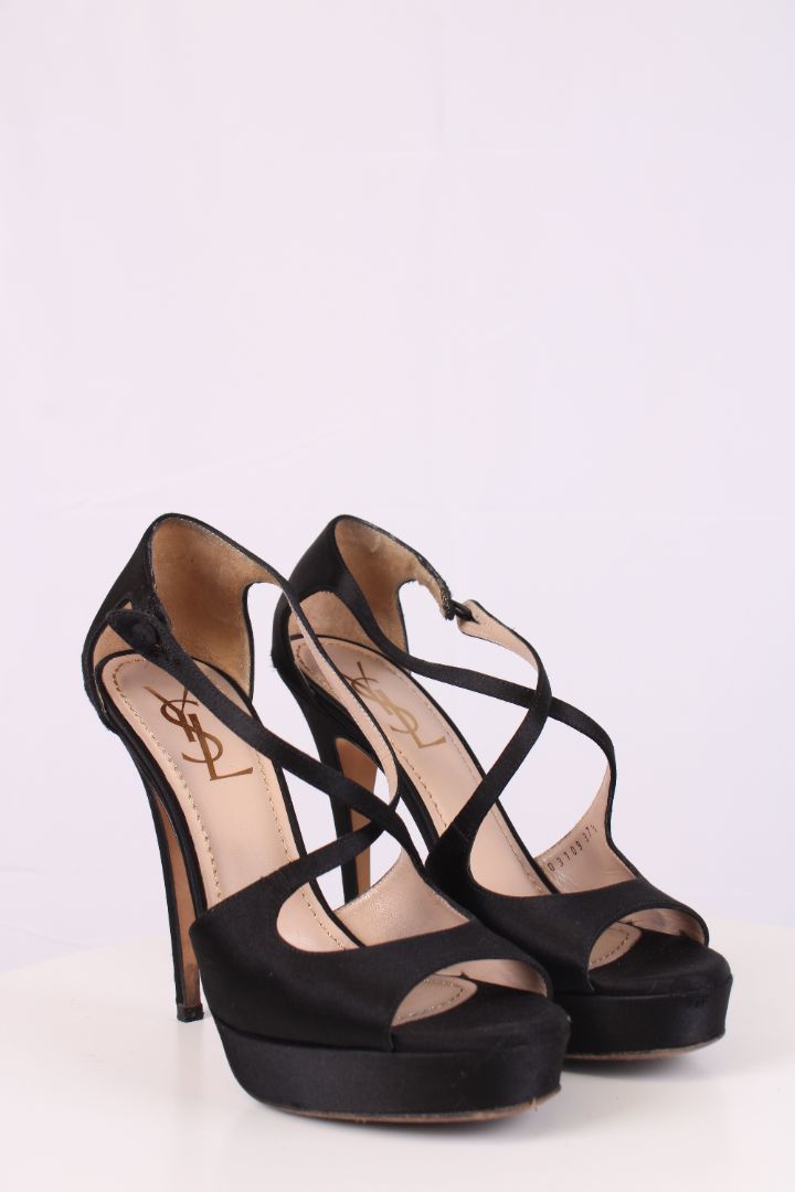 YSL Button Heels Black 37.5