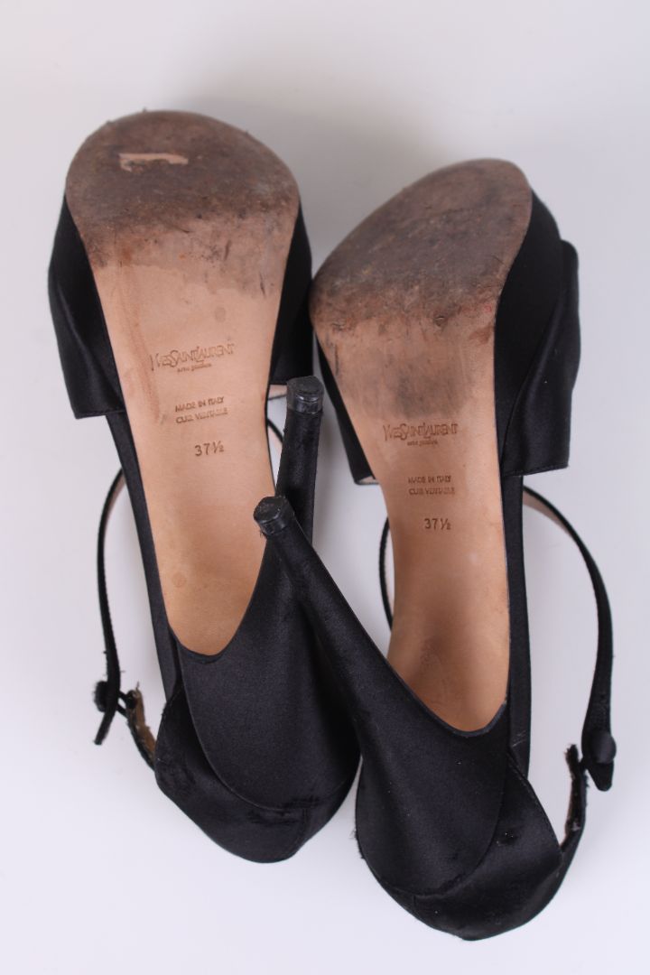 YSL Button Heels Black 37.5