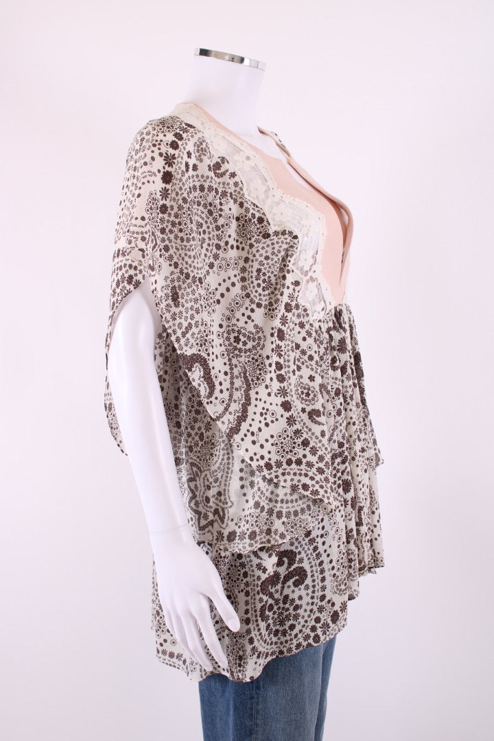 Chloe S/S Floral Blouse Cream / Brown 12