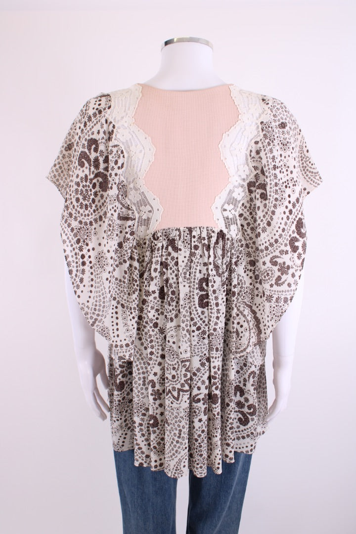 Chloe S/S Floral Blouse Cream / Brown 12