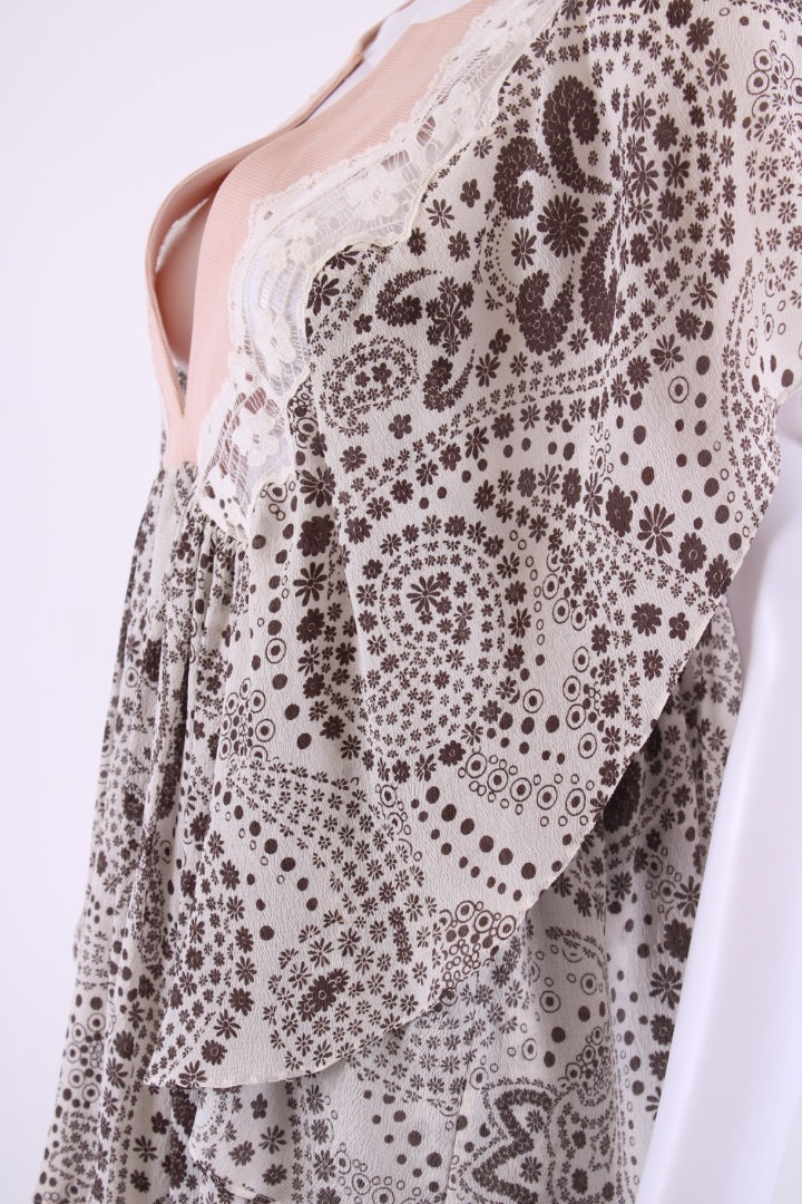 Chloe S/S Floral Blouse Cream / Brown 12