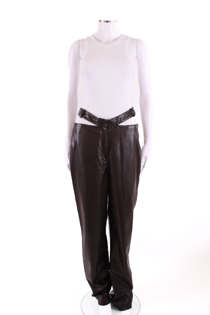 Jonathan Simkhai Amelia Faux Leather Trousers Brown 12