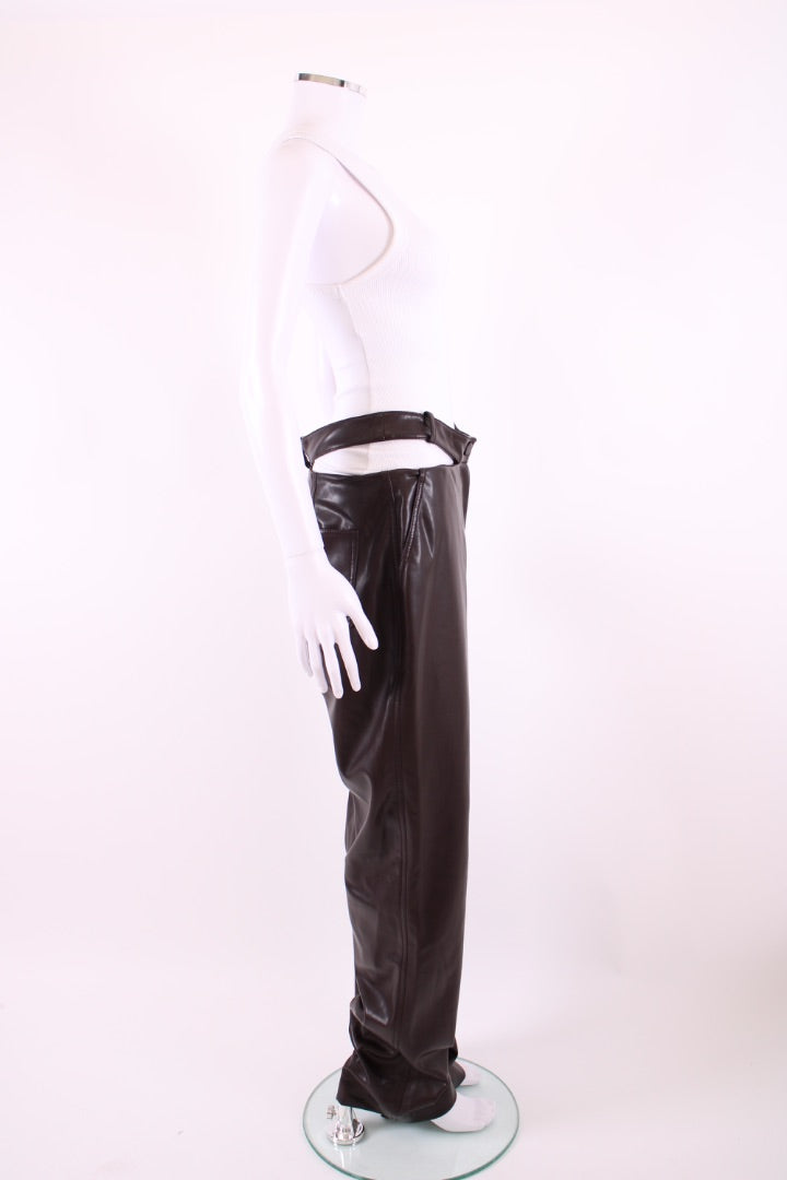 Jonathan Simkhai Amelia Faux Leather Trousers Brown 12