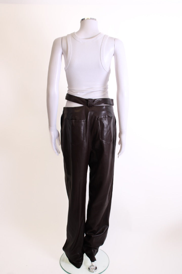 Jonathan Simkhai Amelia Faux Leather Trousers Brown 12