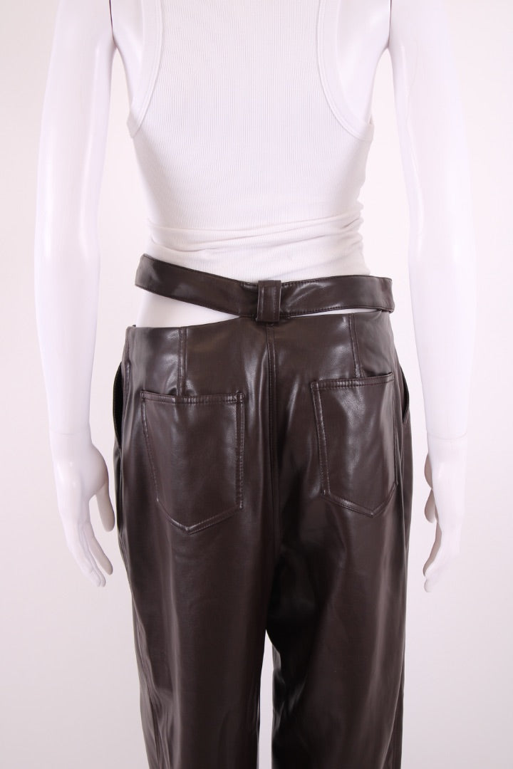 Jonathan Simkhai Amelia Faux Leather Trousers Brown 12
