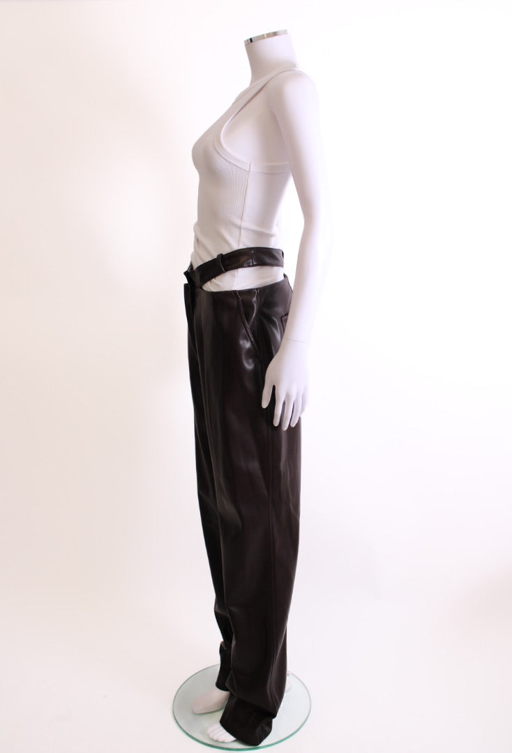Jonathan Simkhai Amelia Faux Leather Trousers Brown 12