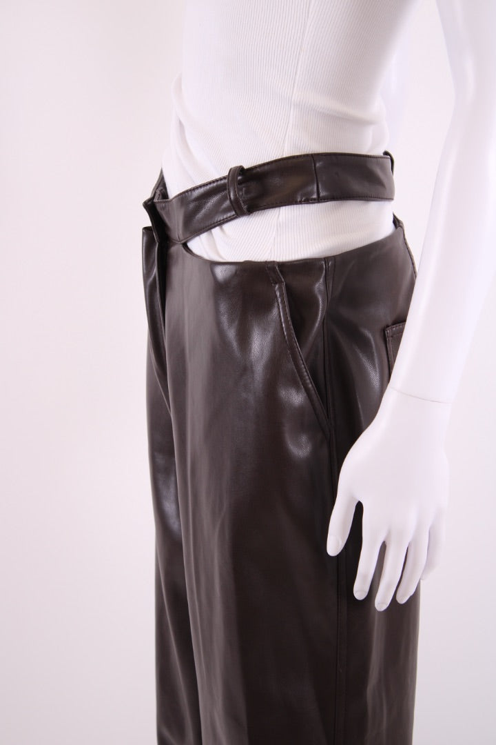 Jonathan Simkhai Amelia Faux Leather Trousers Brown 12