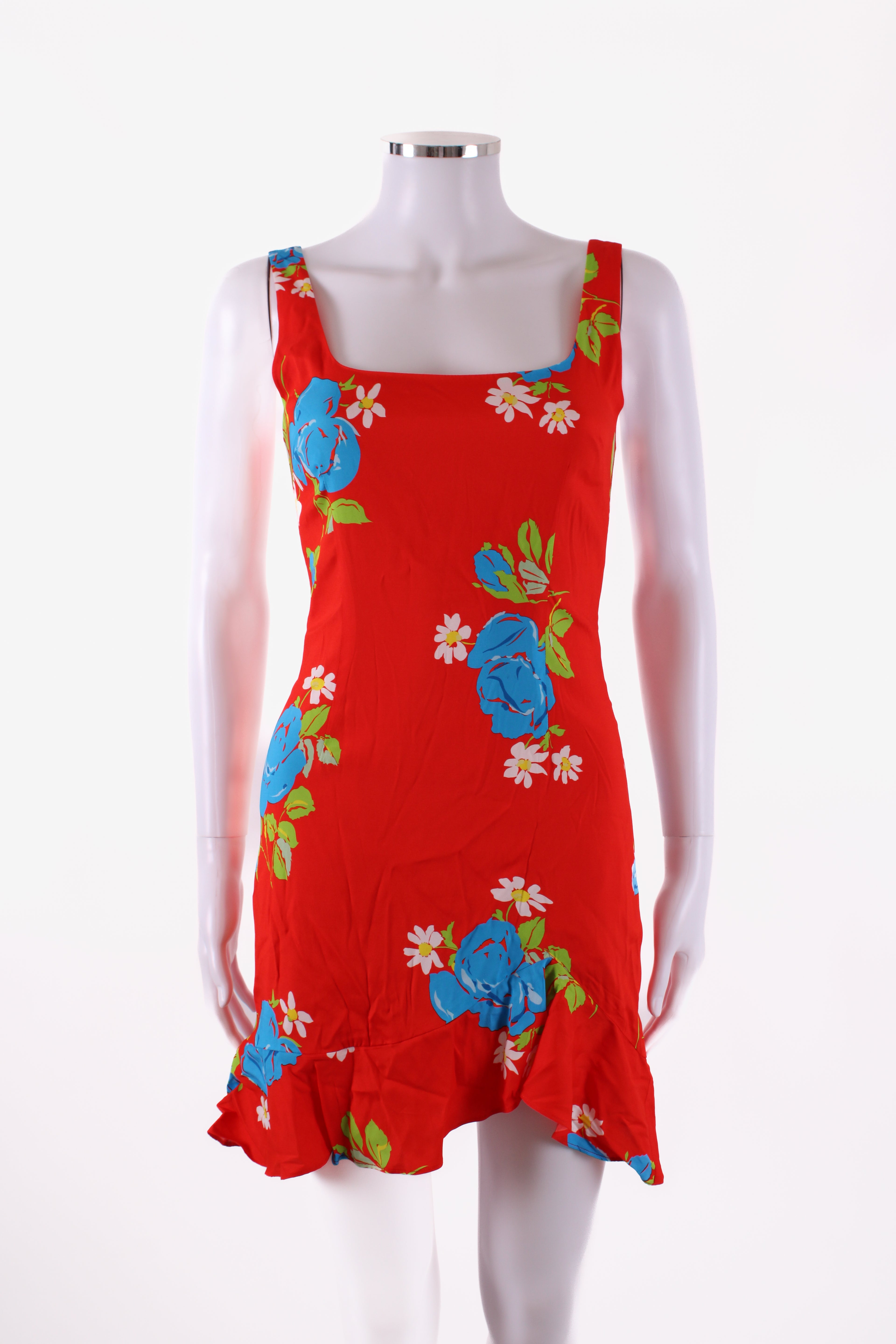 DE LA VALI Floral Strappy Mini Dress Red 6