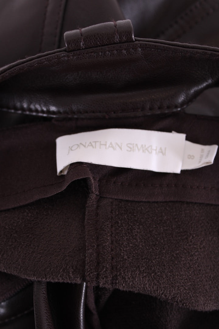 Jonathan Simkhai Amelia Faux Leather Trousers Brown 12