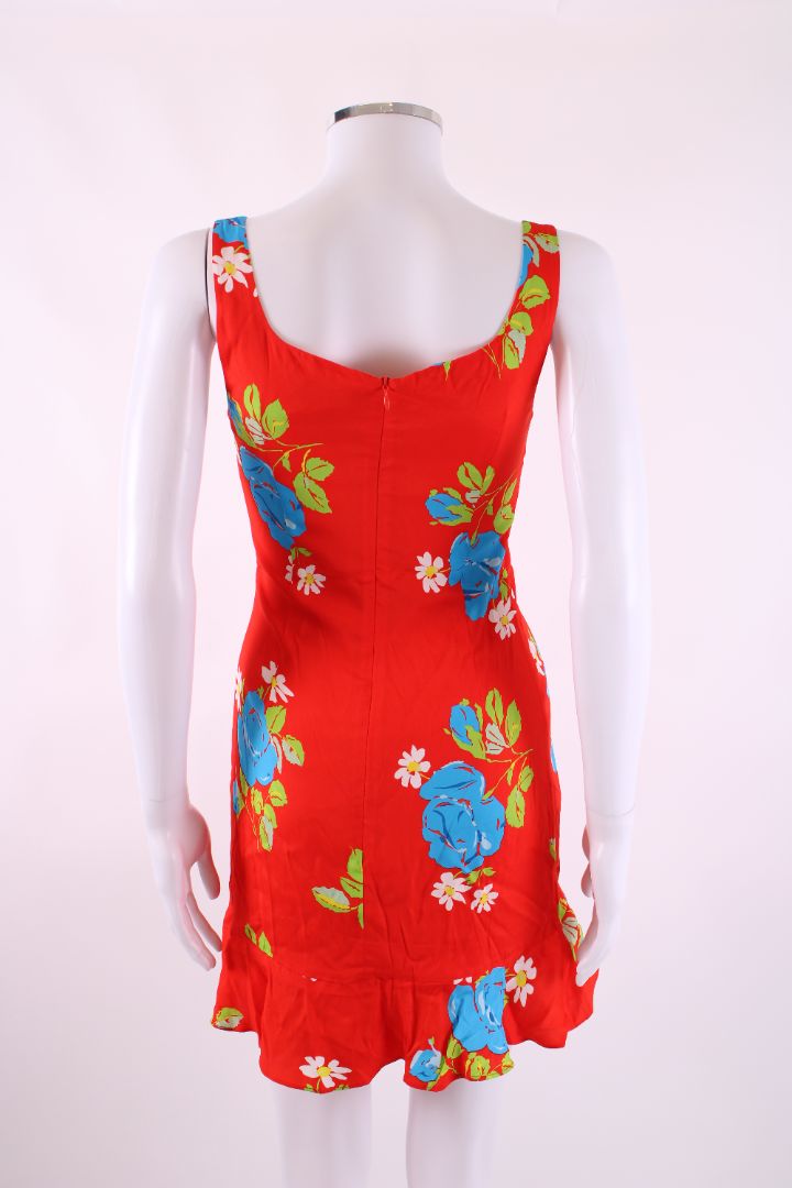 DE LA VALI Floral Strappy Mini Dress Red 6