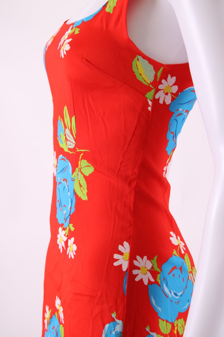 DE LA VALI Floral Strappy Mini Dress Red 6