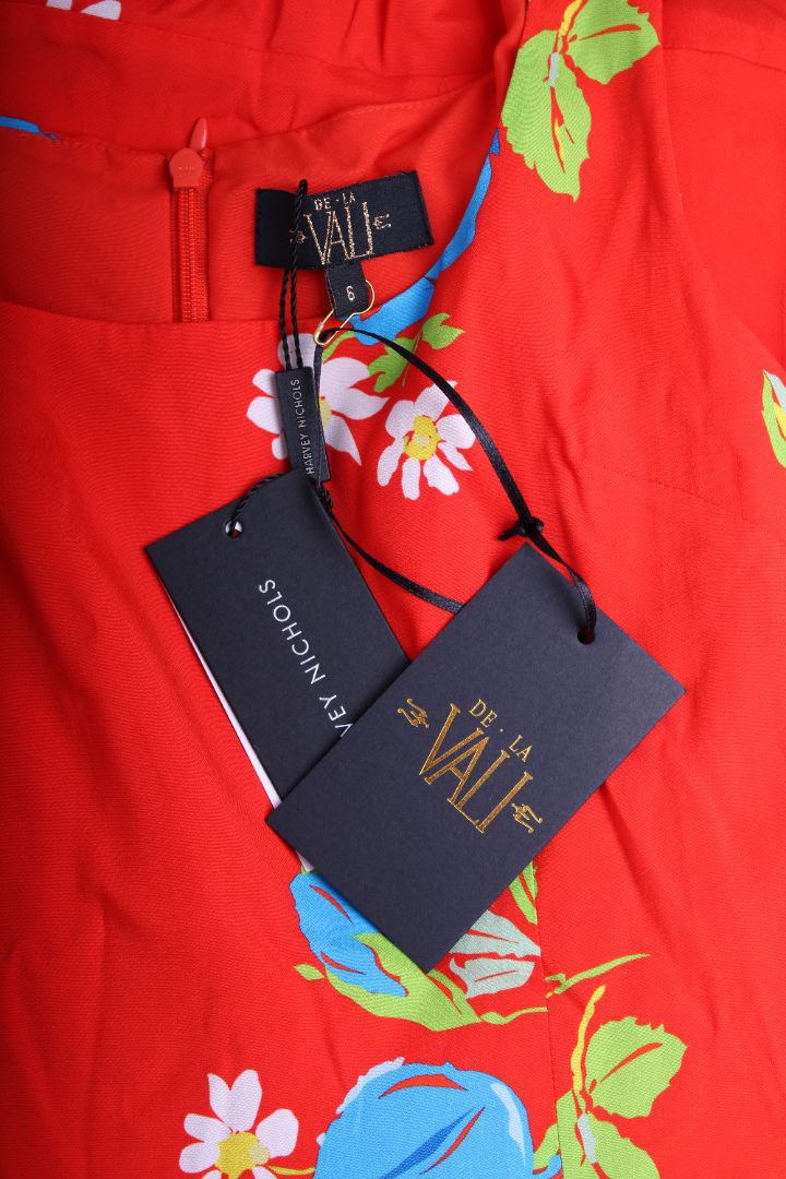 DE LA VALI Floral Strappy Mini Dress Red 6