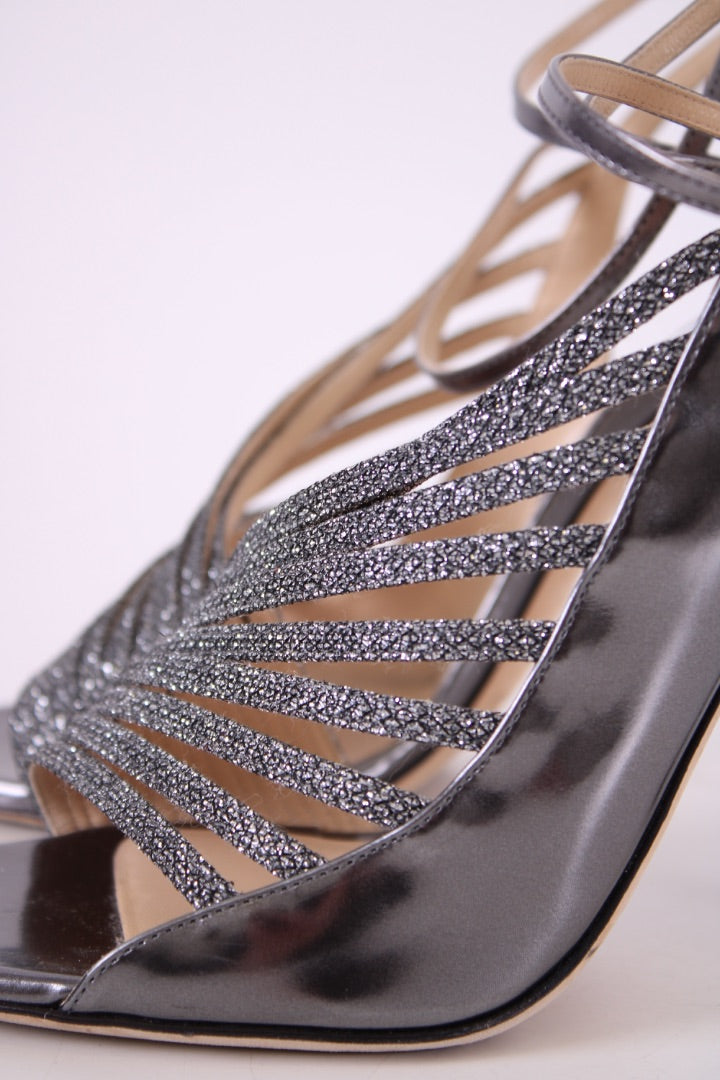 Jimmy Choo Glitter Trim Heels Silver 38