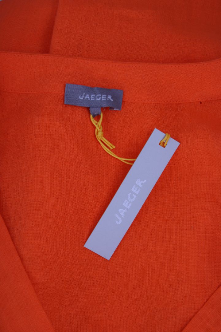 Jaeger Linen Midi Dress Orange 12