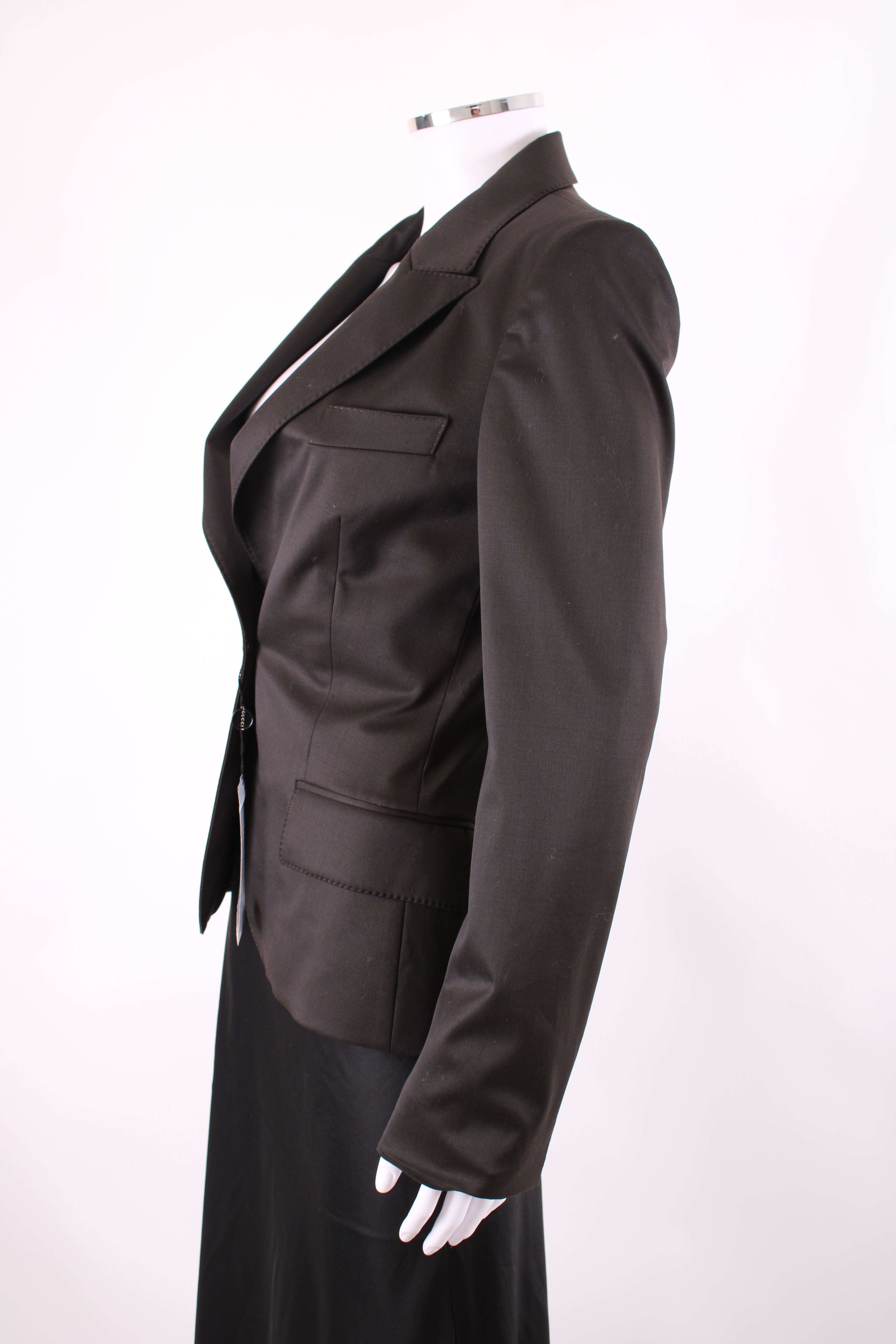 Gucci Single Breasted Blazer Dark Brown S