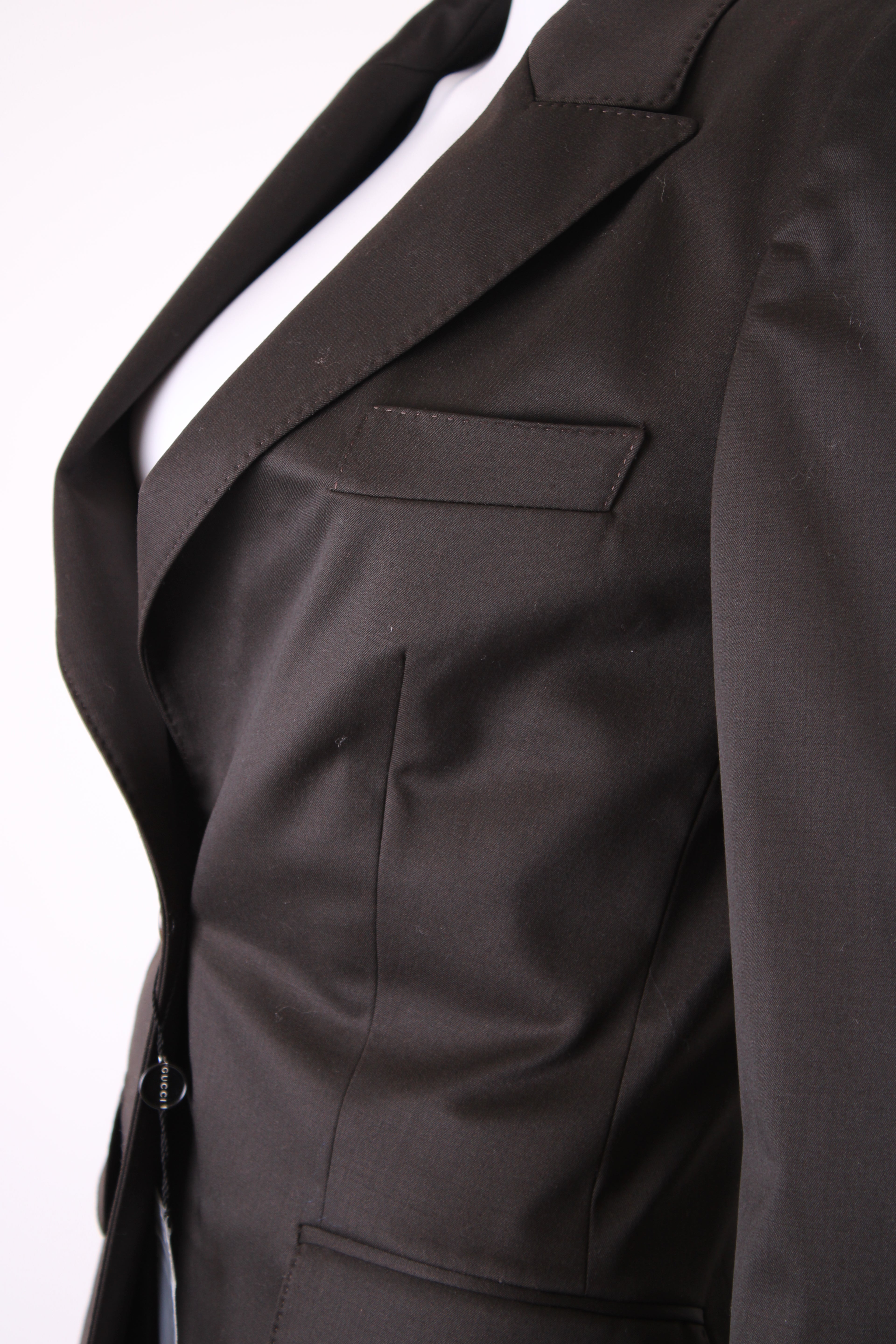 Gucci Single Breasted Blazer Dark Brown S