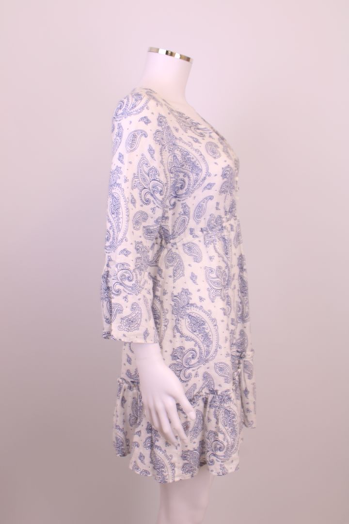 MC2 Saint Barth L/S Paisley Print Dress White/ Blue XS