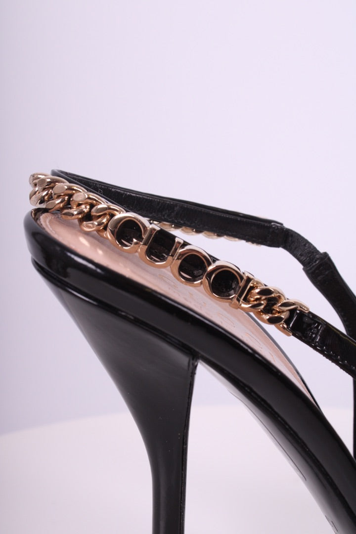 Gucci Slingback Chain Heels Black 38