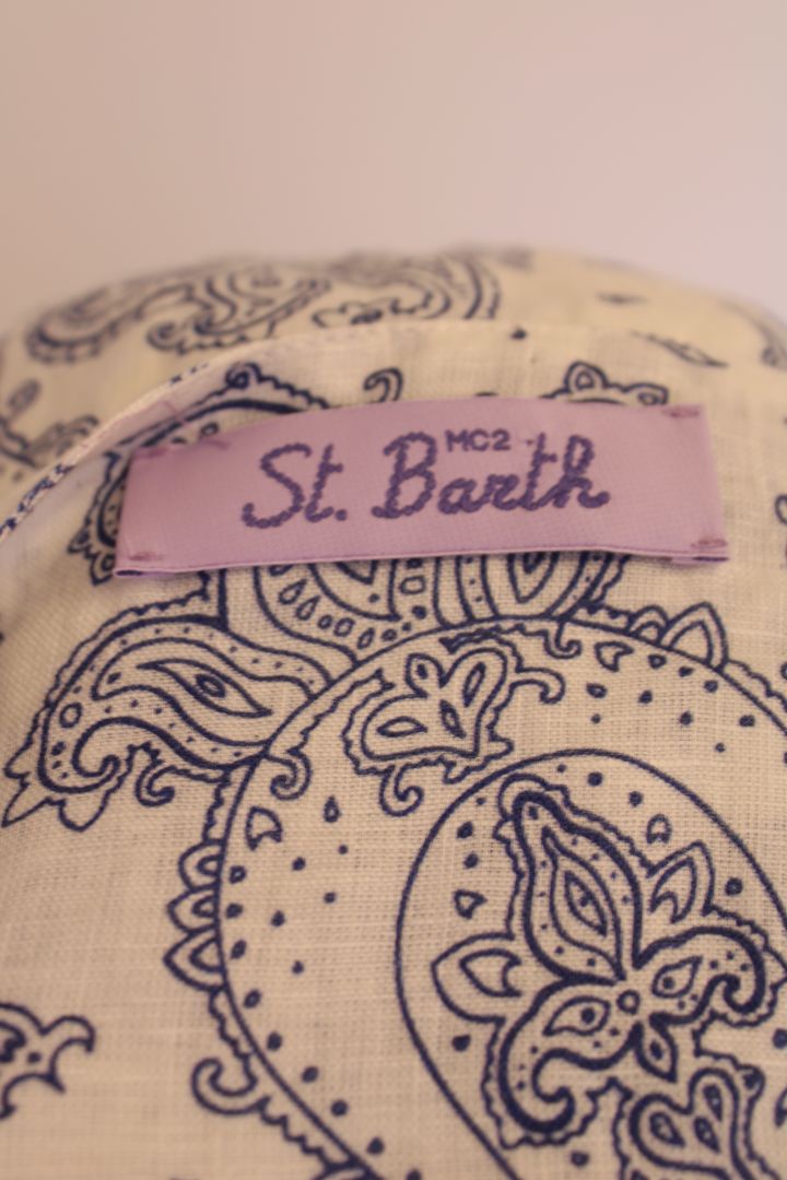 MC2 Saint Barth L/S Paisley Print Dress White/ Blue XS