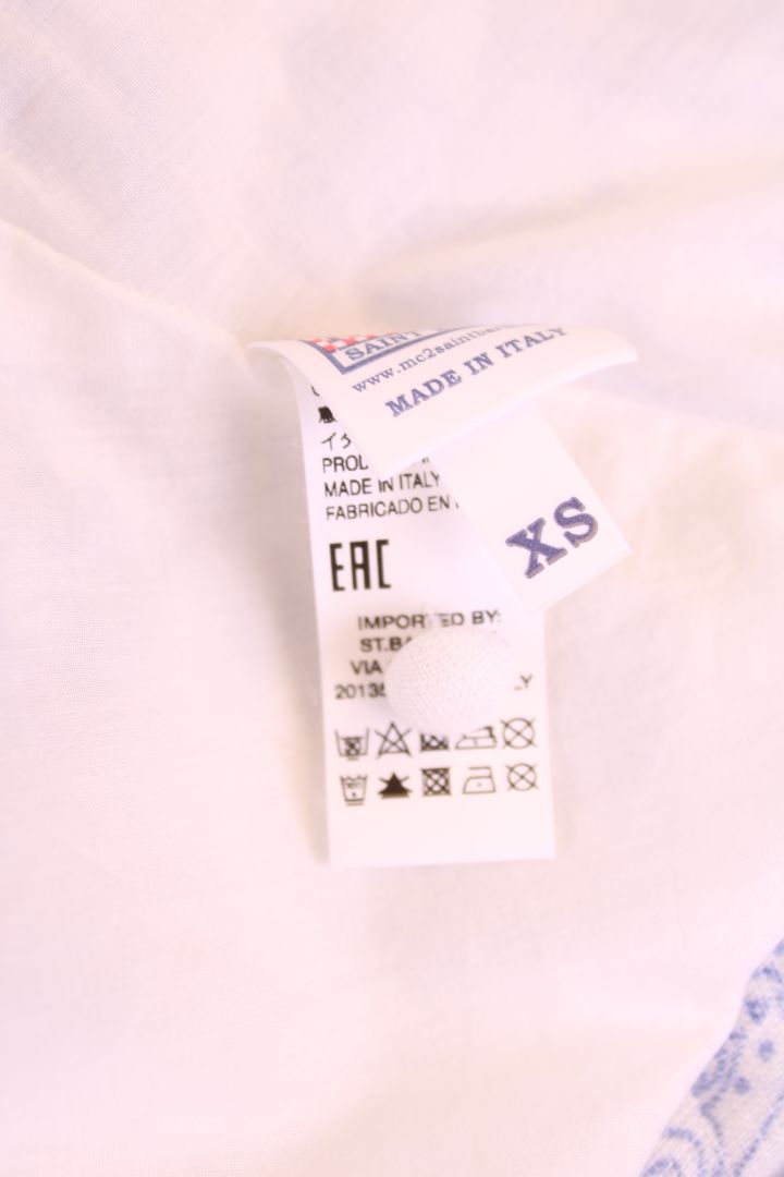 MC2 Saint Barth L/S Paisley Print Dress White/ Blue XS